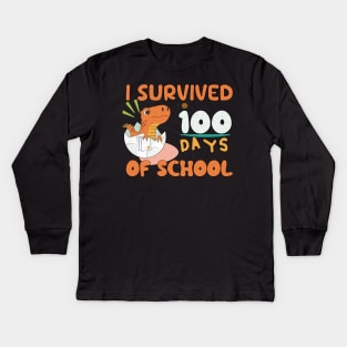 I Survived 100 Days Of School,Celebrate 100 Days Kids Long Sleeve T-Shirt